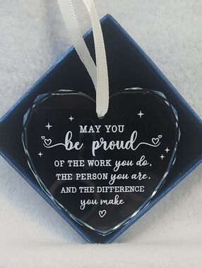 Glass Heart Ornament with Inspirational Quote - Glass For Nurses